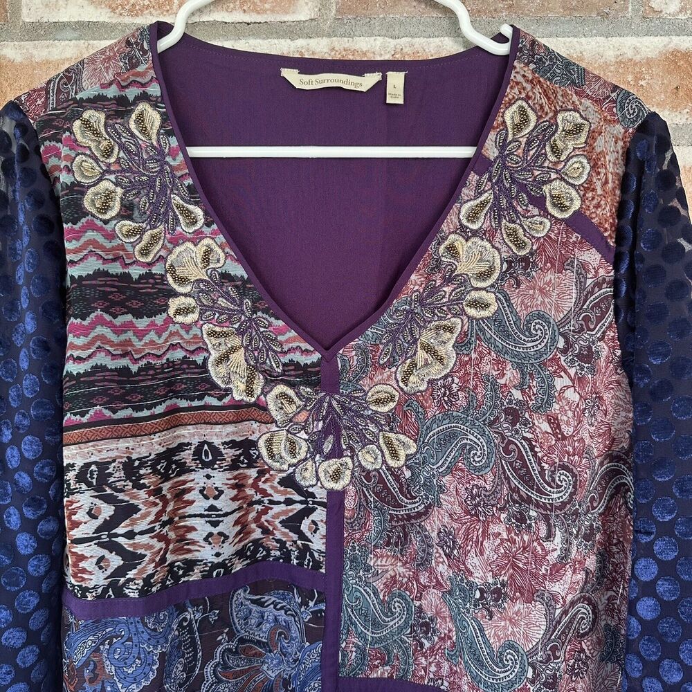 Soft Surroundings Patterned Embroidered Patchwork Tunic - Picture 4 of 8